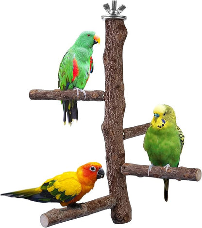 Bird Perch Stand Toy, Natural Wood Parrot Perch Bird Cage Branch Perch by Filhome