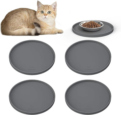 Arespark Cat Food Mat, Round Eating Plates Tray by Arespark
