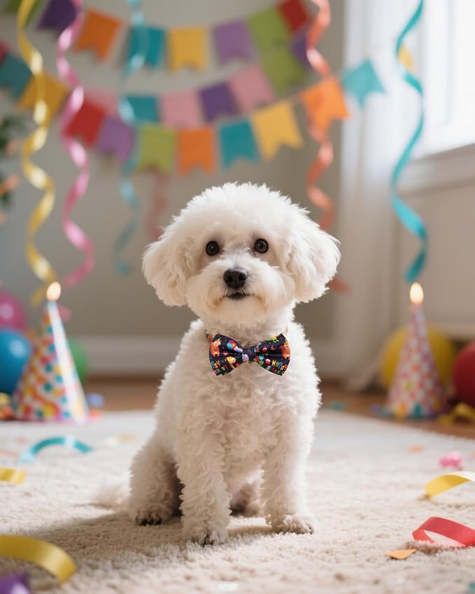 PET SHOW 5 Pack Happy Birthday Small Dog Bow Ties Sliding Collar Attachment - Image 6