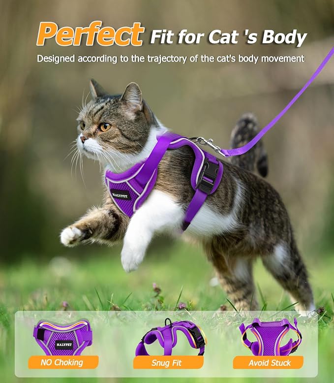 Halypet Cat Harness and Leash Set Escape Proof Adjustable Cat Leash Comfortable - Image 6