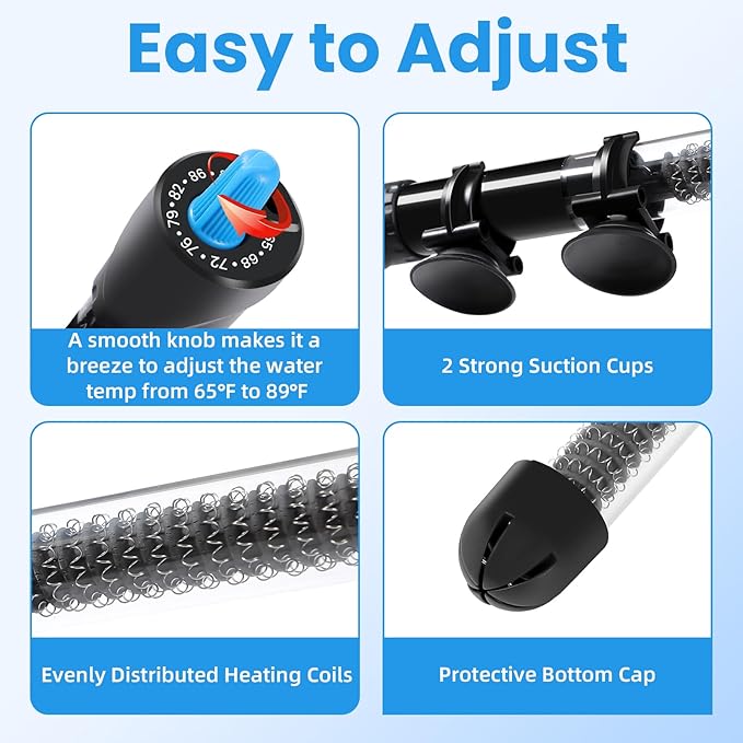 AQUANEAT Aquarium Heater, 200W Fish Tank Heater, Adjustable Submersible Water - Image 6