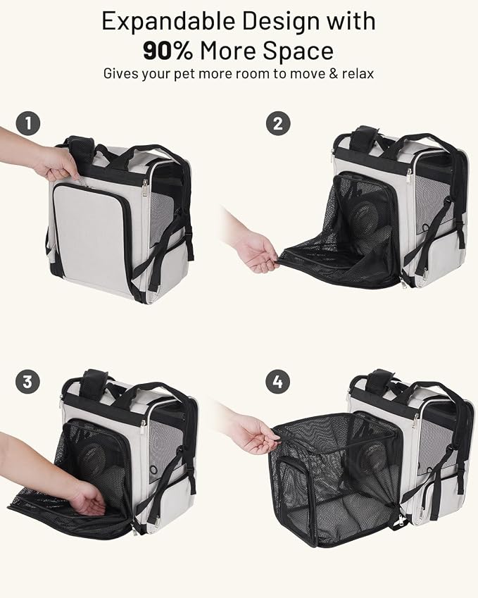 Cat Backpack Carrier with Built-in Cooling Fan & Heating Pad, Expandable Pet - Image 5