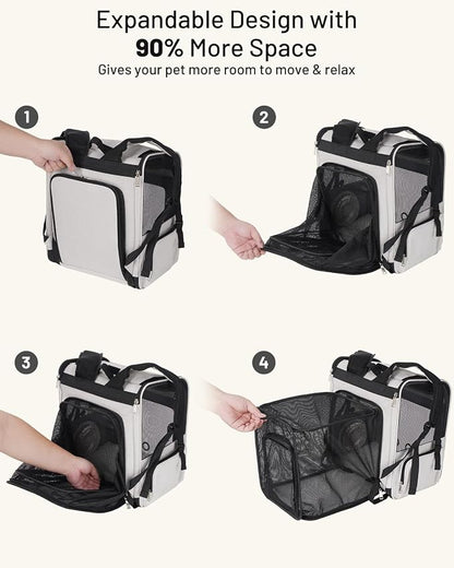 Cat Backpack Carrier with Built-in Cooling Fan & Heating Pad, Expandable Pet - Image 5