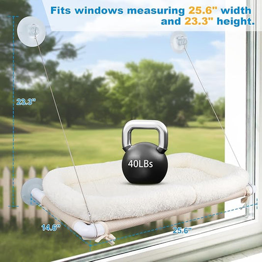 Fluffy Cat Window Bed for Indoor Cats – Strong Suction Cup Hammock - Image 2