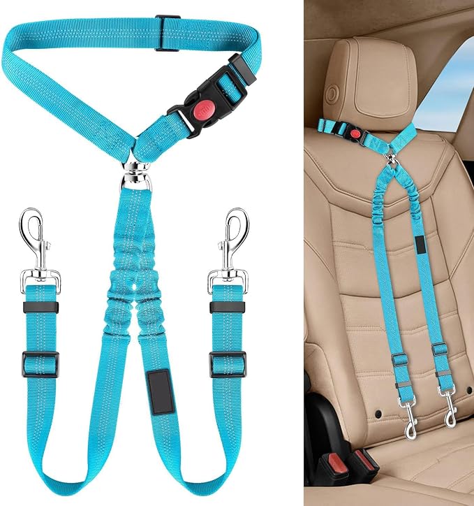Dog Seat Belt for Car, Dual Pet Vehicle Headrest Restraint Safety Seatbelt by Unknown