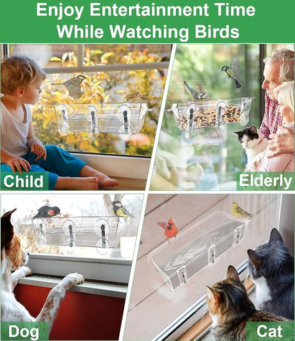 Clear Window Mounted Bird Feeder Bath - Image 7