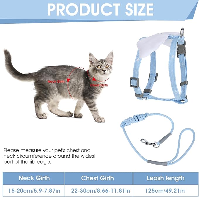 TIESOME Cat Harness and Leash Set, Adjustable Gradient Kitten Harness Escape - Image 2