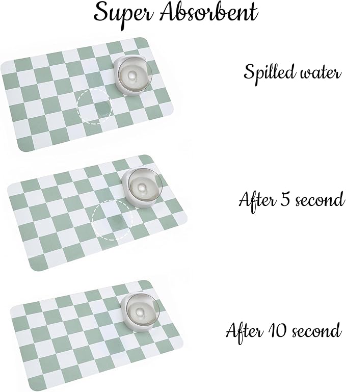 Ralxion Checkered Dog Feeding Mat, Absorbent Mats - Image 5
