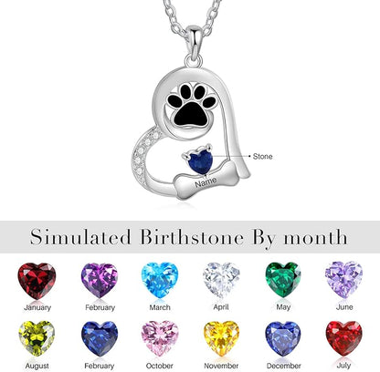 Personalized Cute Dog Cat Paw Name Necklace Forever Love Custom Heart Pendant - Image 5