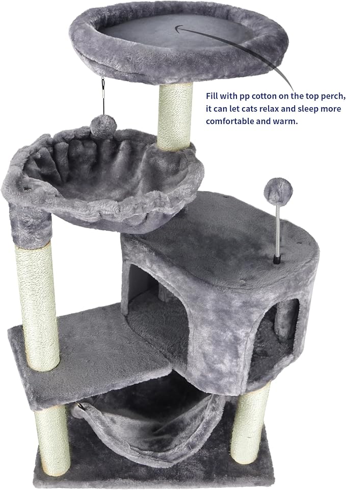 YUNIQUE Cat Tree with Cat Condo and Big Hammock - Image 4