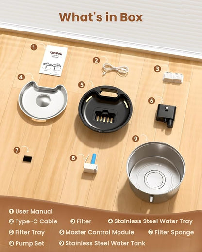 Wireless Cat Water Fountain Stainless Steel - Image 8