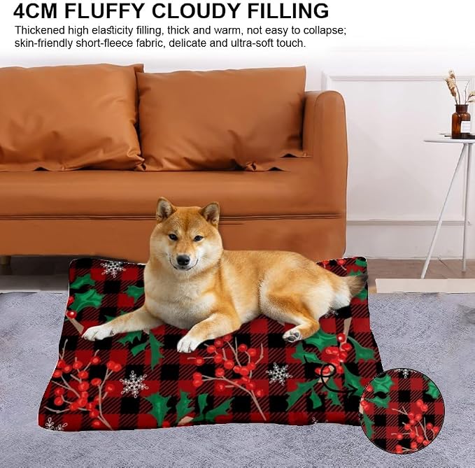 Red Black Plaid Kennel Pad Water Resistant Dog Bed Beds - Image 2