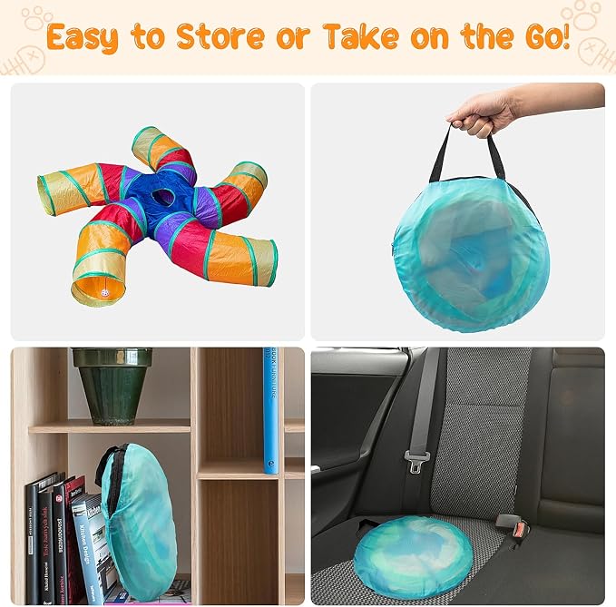 Depets Cat Tunnel for Indoor Cats, 5 Way Large Cat Play Tunnel & Tube - Image 4