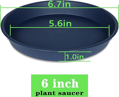 6 Pack Plant Saucer Drainage Tray, Plastic Plant Water Tray, 6 inch Flower - Image 2