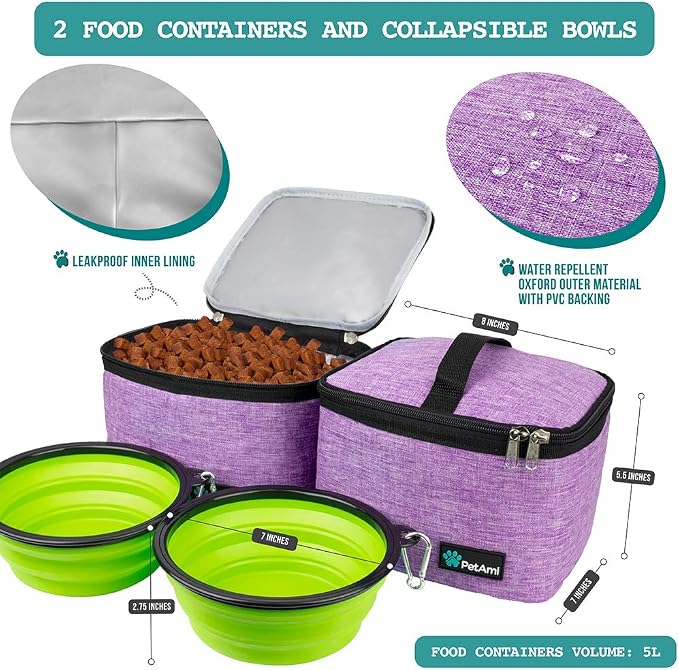 PetAmi Dog Travel Bag, Travel Pet Bag Organizer, Dog Food Travel Bag - Image 3
