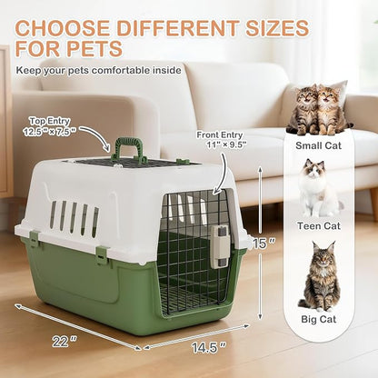 MoNiBloom 22-Inch Dog Crate Plastic 2-Door Top Loading Cat Carrier, Hard-Sided - Image 5