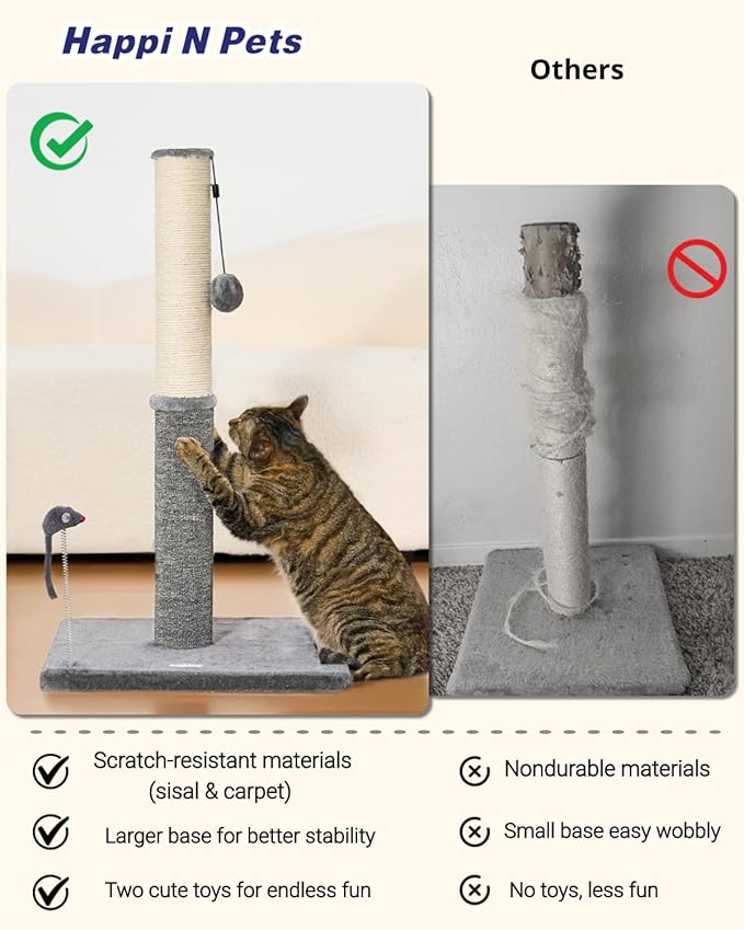 Happi N Pets 29.5" Tall Cat Scratching Post, Cat Scratchers - Image 4