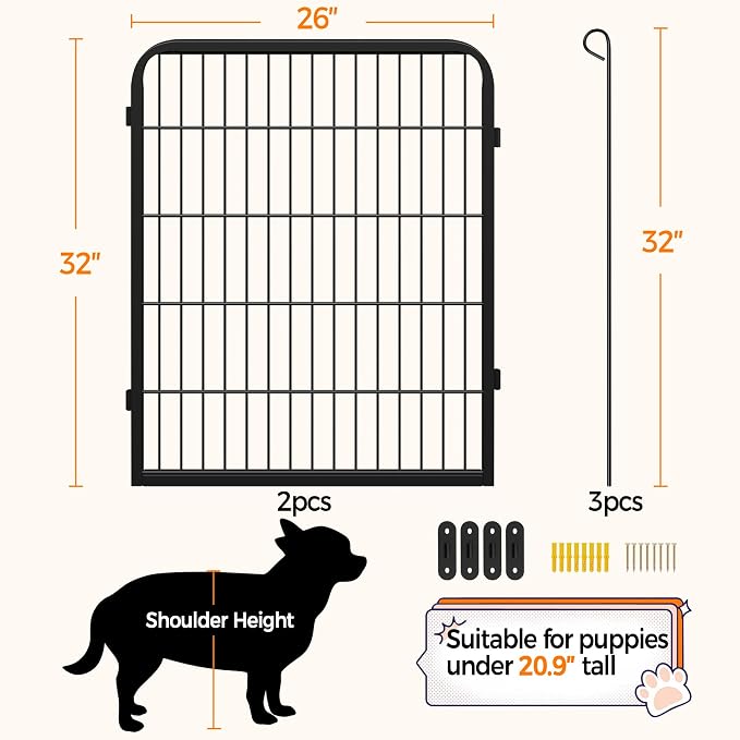 Yaheetech Dog Playpen Outdoor, 32 inch 2 Panels Dog Pen Indoor Heavy Duty Puppy - Image 4