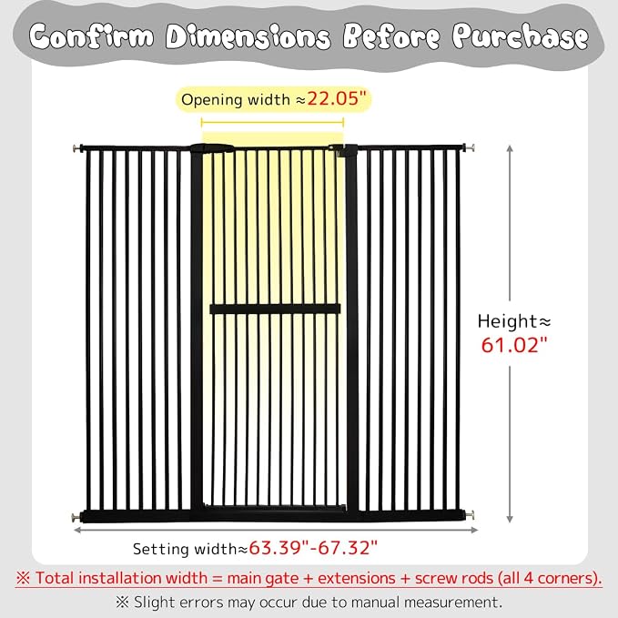 Lumizone Extra Tall Cat Gate 61.02" High Pressure Mounted Extra Wide - Image 2