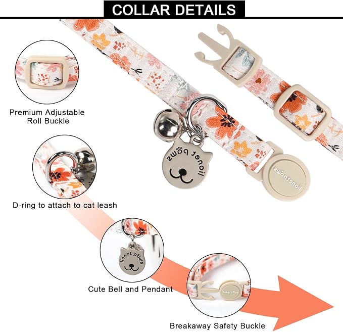 Lionet Paws 2pcs Pack Cotton Cat Collar, Breakaway Buckle - Image 4