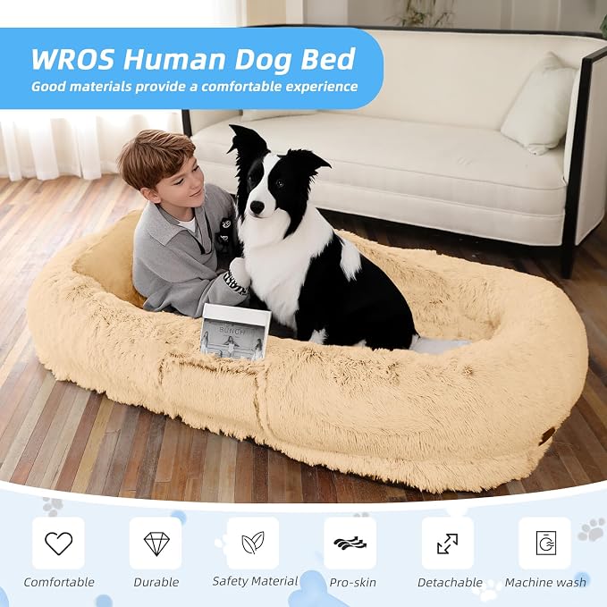 Human Dog Bed for Adults & Pets, Blanket & Strap, Orthopedic Washable Lounger - Image 2