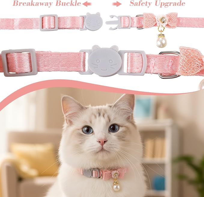 Cat Collar Breakaway, Adjustable Pink Cat Collar - Image 4