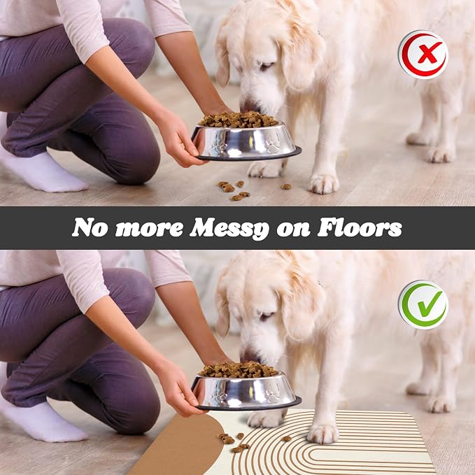 Dog Food Mats for Floors Waterproof, Cat Water Bowl Mats Pet Feeding Absorbent - Image 5