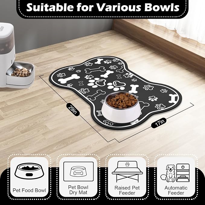 Dog Cat Food Mat, Rapid Absorbent Pet Feeding Mat, Bone Shaped Dog Placemat - Image 6