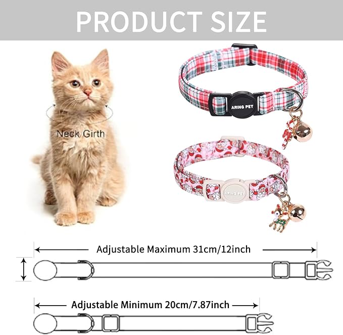 ARING PET 2 Pack Cat Collar, Christmas Breakaway Kitten Small Collars - Image 5