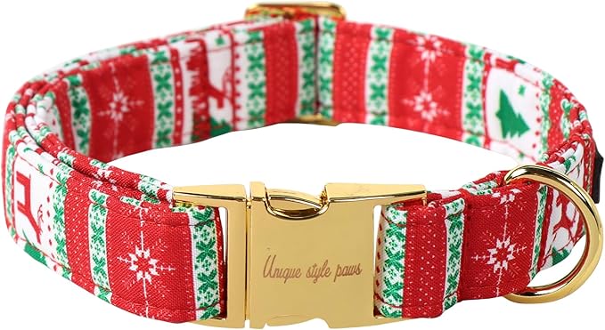 Unique style paws Christmas Dog Collar Metal Buckle Christmas Tree Puppy Collar by Uniquestylepaws