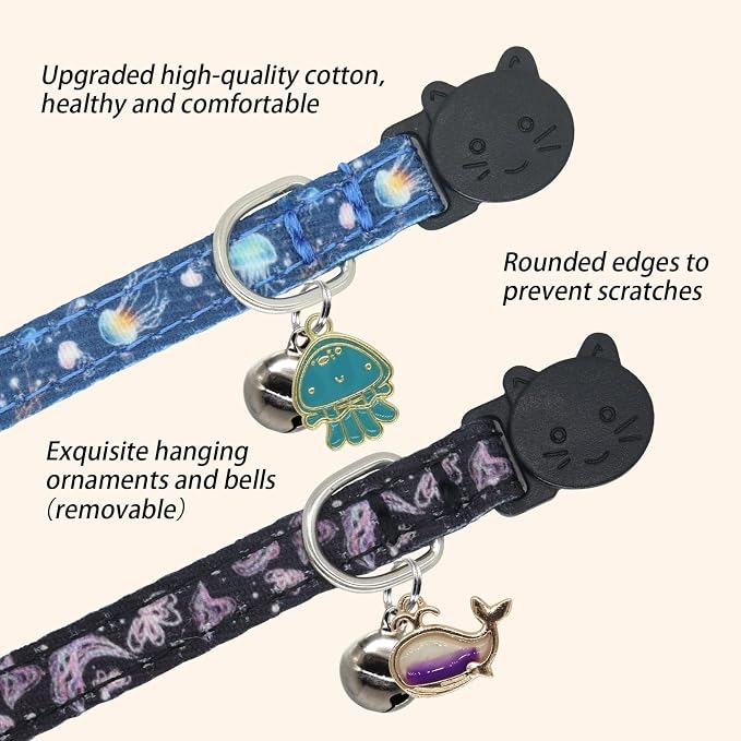 Cat Collar Breakaway, 2 Pack Cotton Cats Collars - Image 5