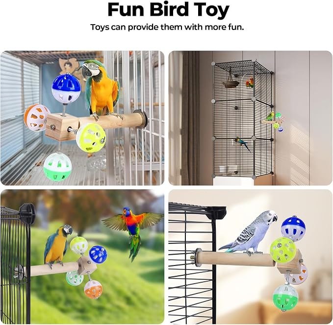 Bird Stand Perch Toy with Rotating Balls, Bird Toys - Image 4