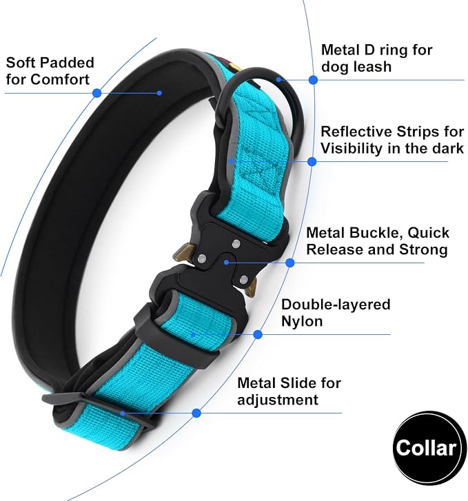 Plutus Pet Tactical Dog Collar, Reflective, Adjustable Heavy Duty Dog Collar - Image 3