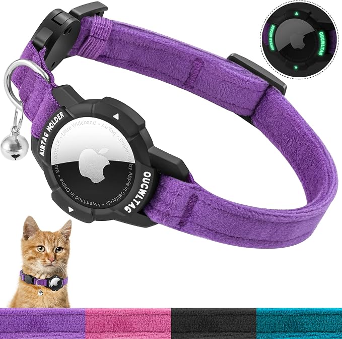Luminous AirTag Cat Collar Breakaway, OUCWLTAG GPS Cat Collar by OUCWLTAG