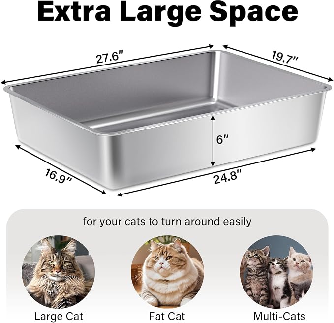 Stainless Steel Litter Box, Extra Large Metal Litterbox - Image 2