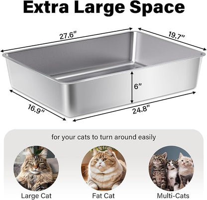 Stainless Steel Litter Box, Extra Large Metal Litterbox - Image 2