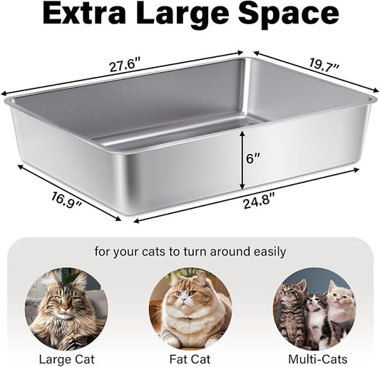 Stainless Steel Litter Box, Extra Large Metal Litterbox - Image 2