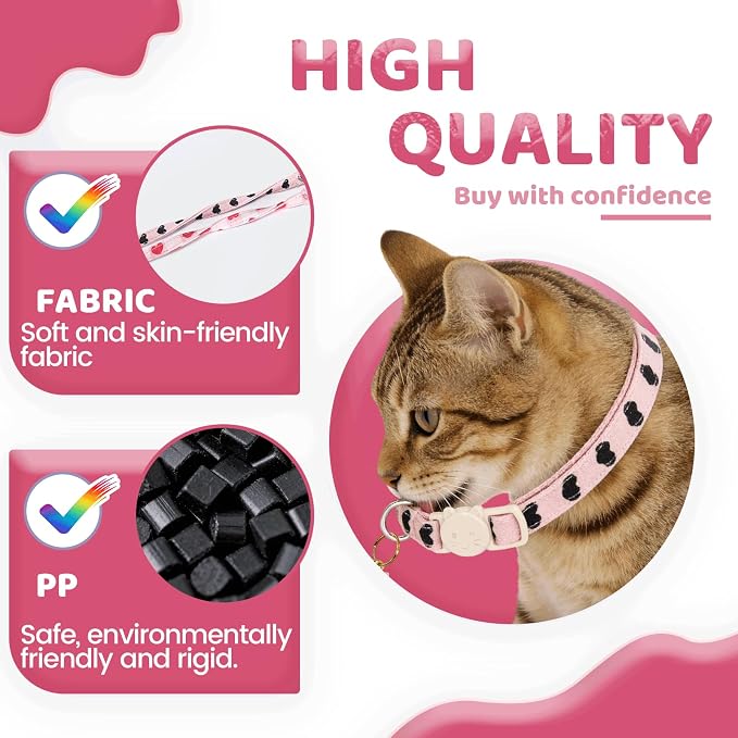 Elegant little tail 2 Pack Cat Collar- Valentines Cat Collars Breakaway - Image 2