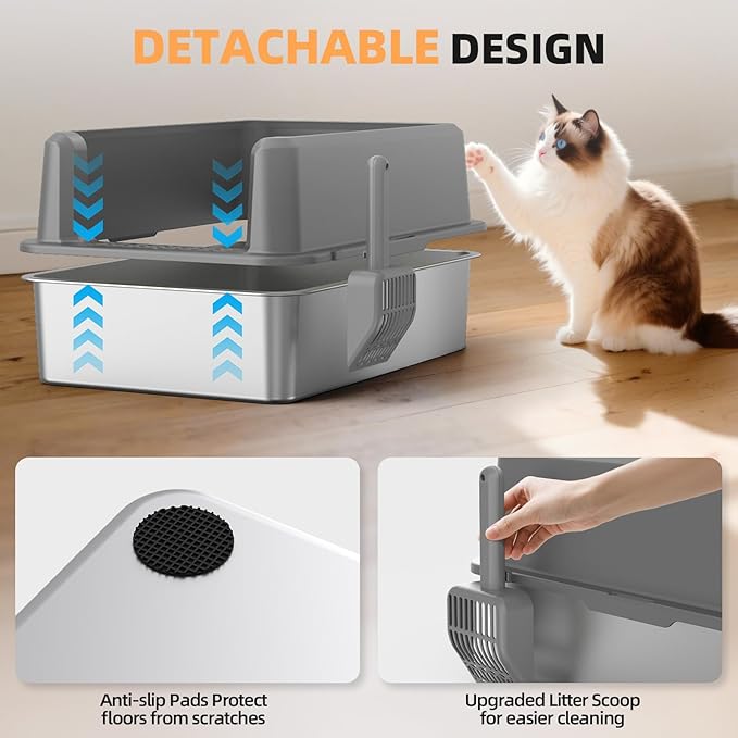 Enclosed Stainless Steel Cat Litter Box - Image 6