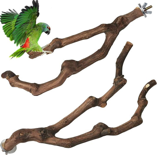 PINVNBY Natural Parrot Perch Bird Stand Pole Wild Grape Stick Paw Grinding Fork by PINVNBY