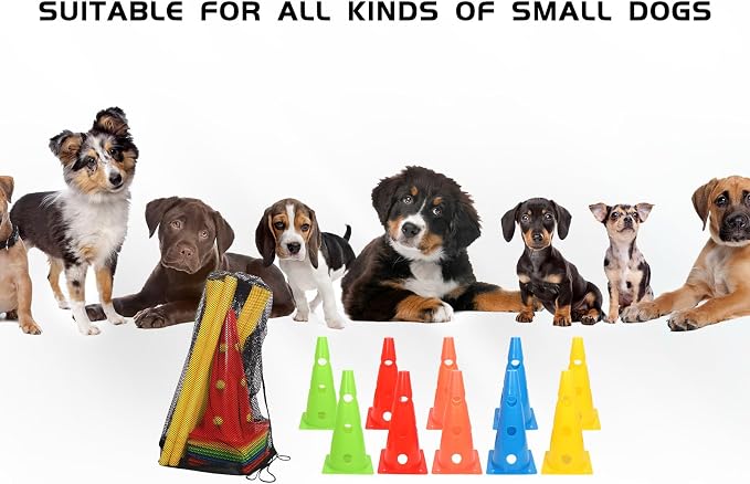 Dog Jump Agility Training Set Puppy Agility Training Hurdle 10 Cones & 5 Poles - Image 6