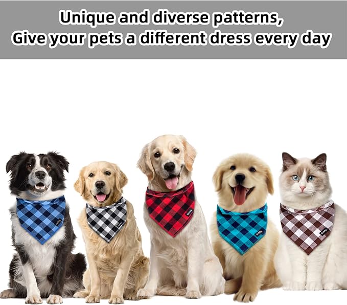 Buffalo Plaid Dog Bandanas Fall Christmas X-Large 6PCS Dog Gifts Red Blue Green - Image 7