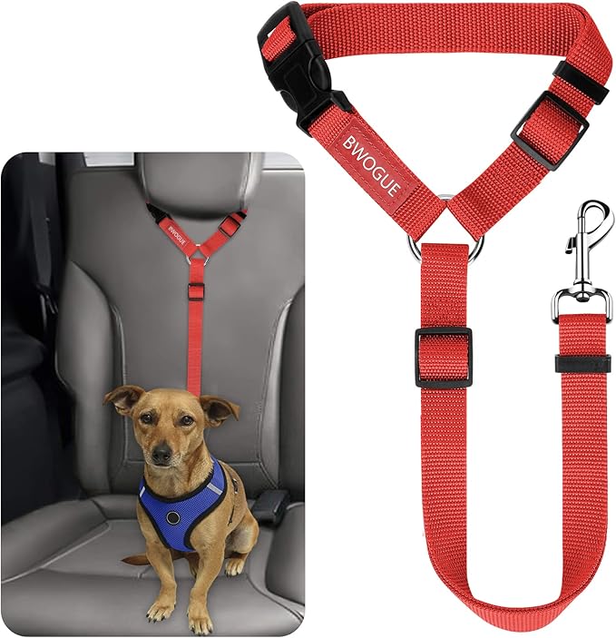 BWOGUE Pet Dog Cat Seat Belts, Car Headrest Restraint Adjustable Safety Leads by BWOGUEPetHome