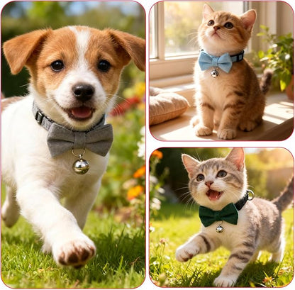 20 Pcs Cat Bowtie Collars with Bell, Solid Colors Kitten Bow Breakaway Cat - Image 7