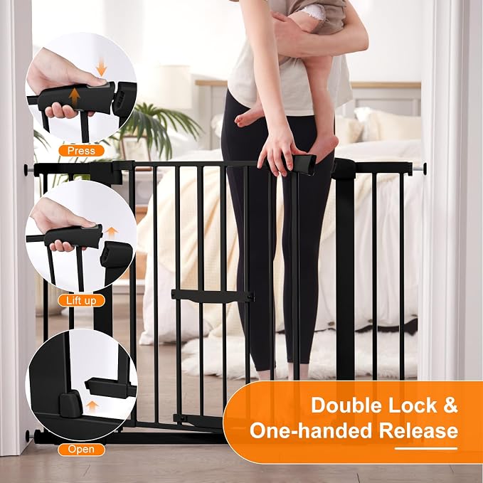 FURTIME 29"-41" Baby Gate with Cat Door Adjustable, Auto Close Dog Gate - Image 5