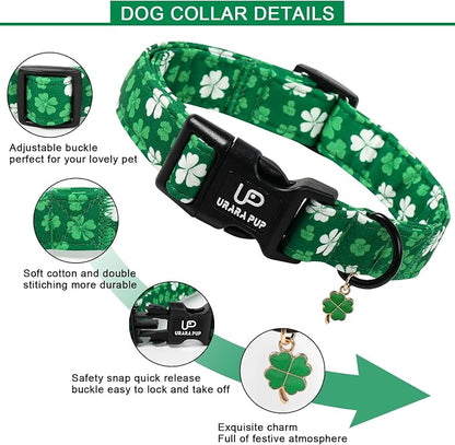 St. Patrick's Day Dog Collar, UP URARA PUP Shamrock Adjustable Pet Collar - Image 3