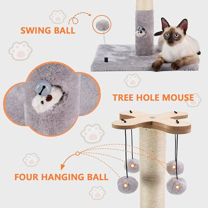 PAWSFANS Cat Scratching Post for Indoor Cats and Kittens, 30inches Tall Sisal - Image 6