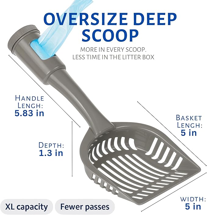 2-in-1 Pooper Scooper with Bag Attachment, Cat Litter Shovel Scoop with Bag - Image 5
