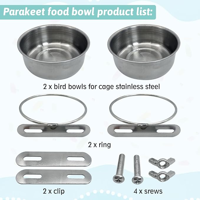 PINVNBY Stainless Steel Bird Bowl Parrot Food Water Bowls - Image 6