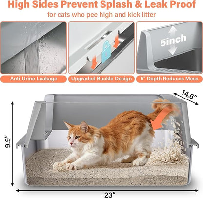 2PACK Stainless Steel Cat Litter Box - Image 3